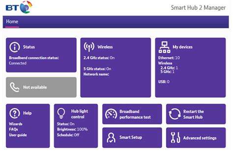 Access your router with BT Hub Manager .